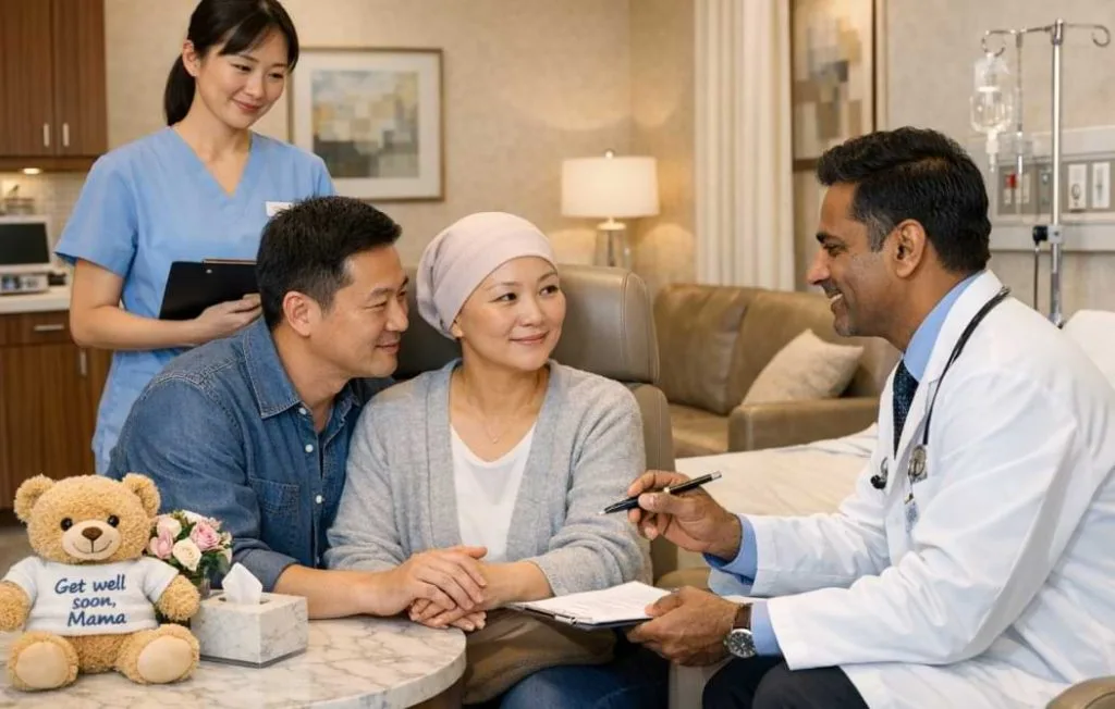 Doctor consulting with a patient and family in a healthcare facility