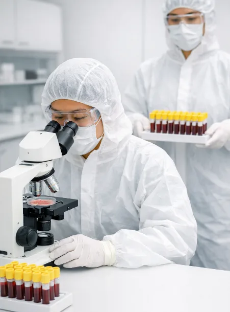Laboratory team performing genetic and health screening